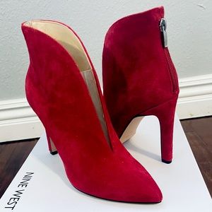 Nine West Medium Red Suede Bootie